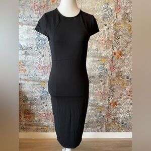 FELICITY & COCO Black Sheath Dress with zip up back. Size Medium